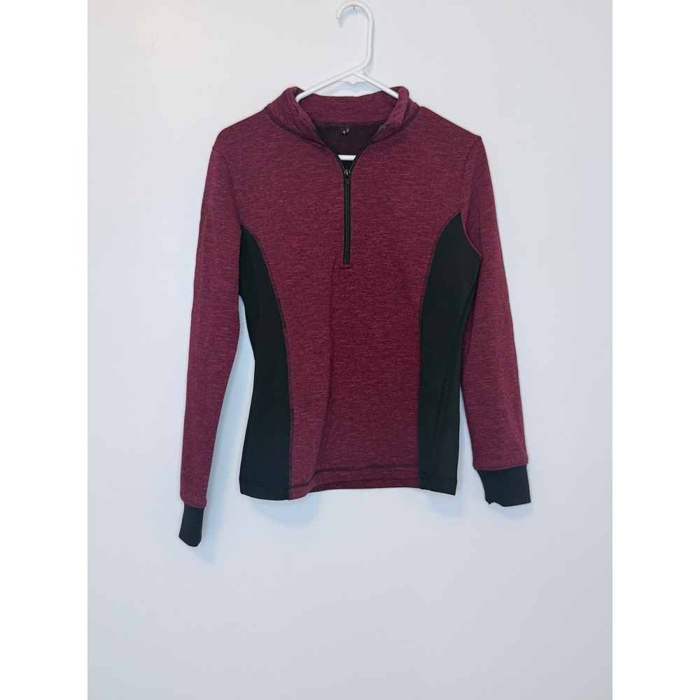 Catago Quarter Zip Pullover Womens Small Burgundy Black Equestrian Athletic Top
